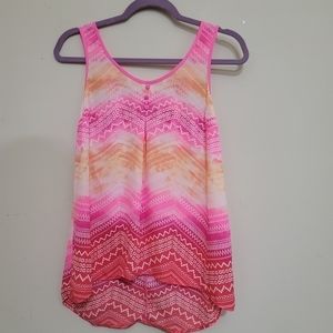CANDIE'S size Small Geometric Tank Southwestern Boho‎ Bow Tank Bright Pink